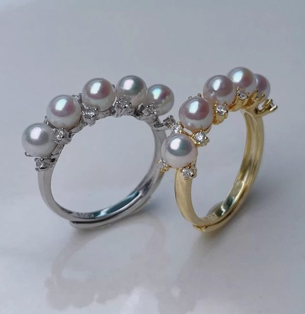 4-5mm Akoya Perle S925 Sterling Silber Ring