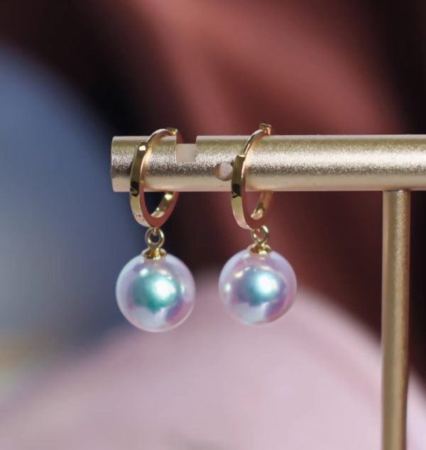 AKOYA natürliche Perlenohrringe 18K Gold Creolen
