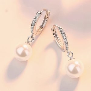 PT950 Platin Ohrringe Frauen Natürliche Süßwasserperlen