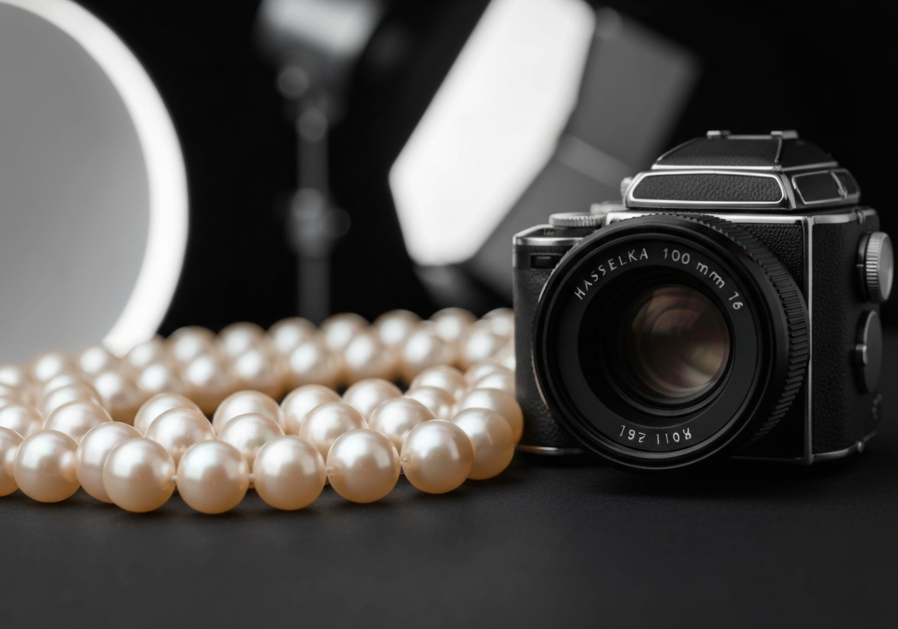 Detailaufnahme des klassische Perlenohrringe für jeden Anlass im Berliner Atelier von Juwelier lesfacettes.de
