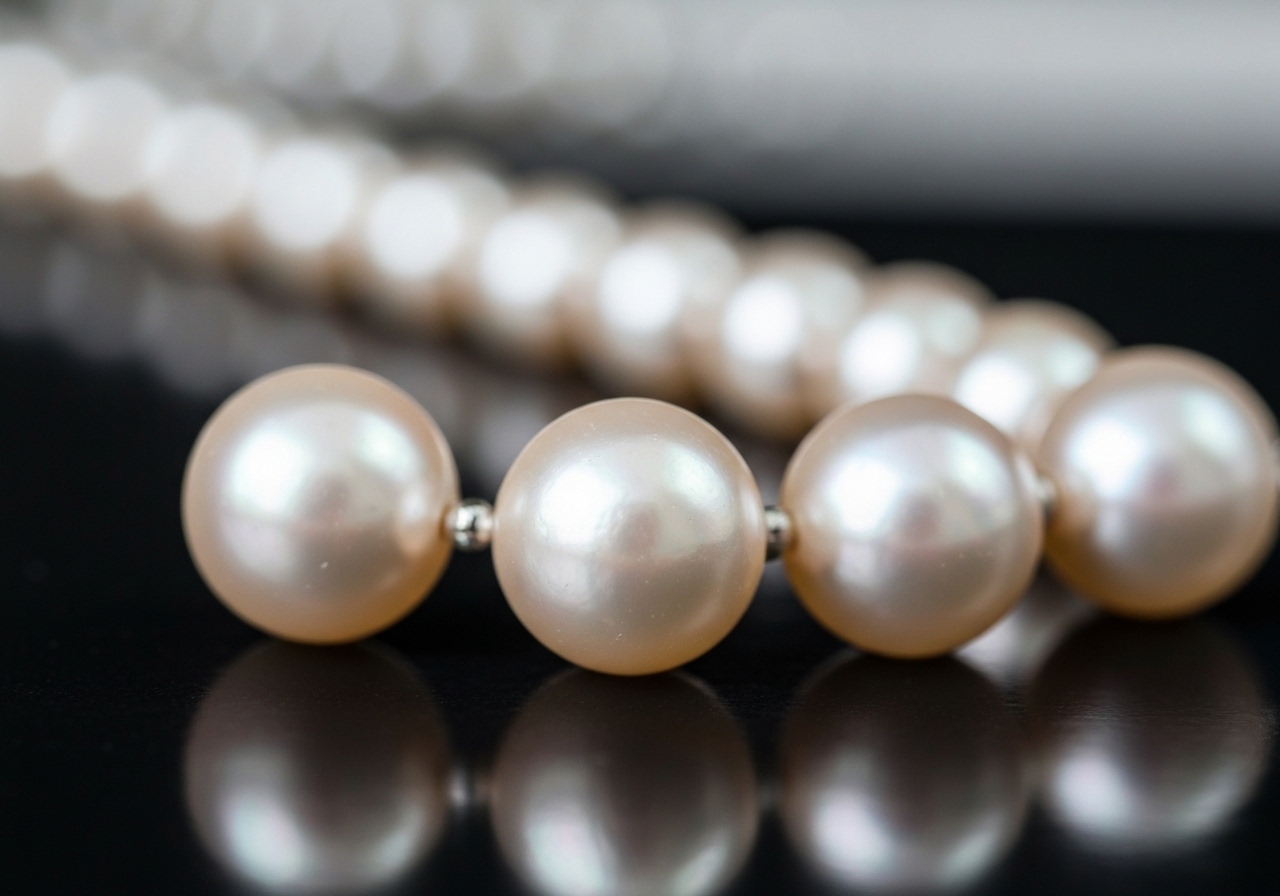 Detailaufnahme des moderner Perlenschmuck für Damen im Berliner Atelier von Juwelier lesfacettes.de