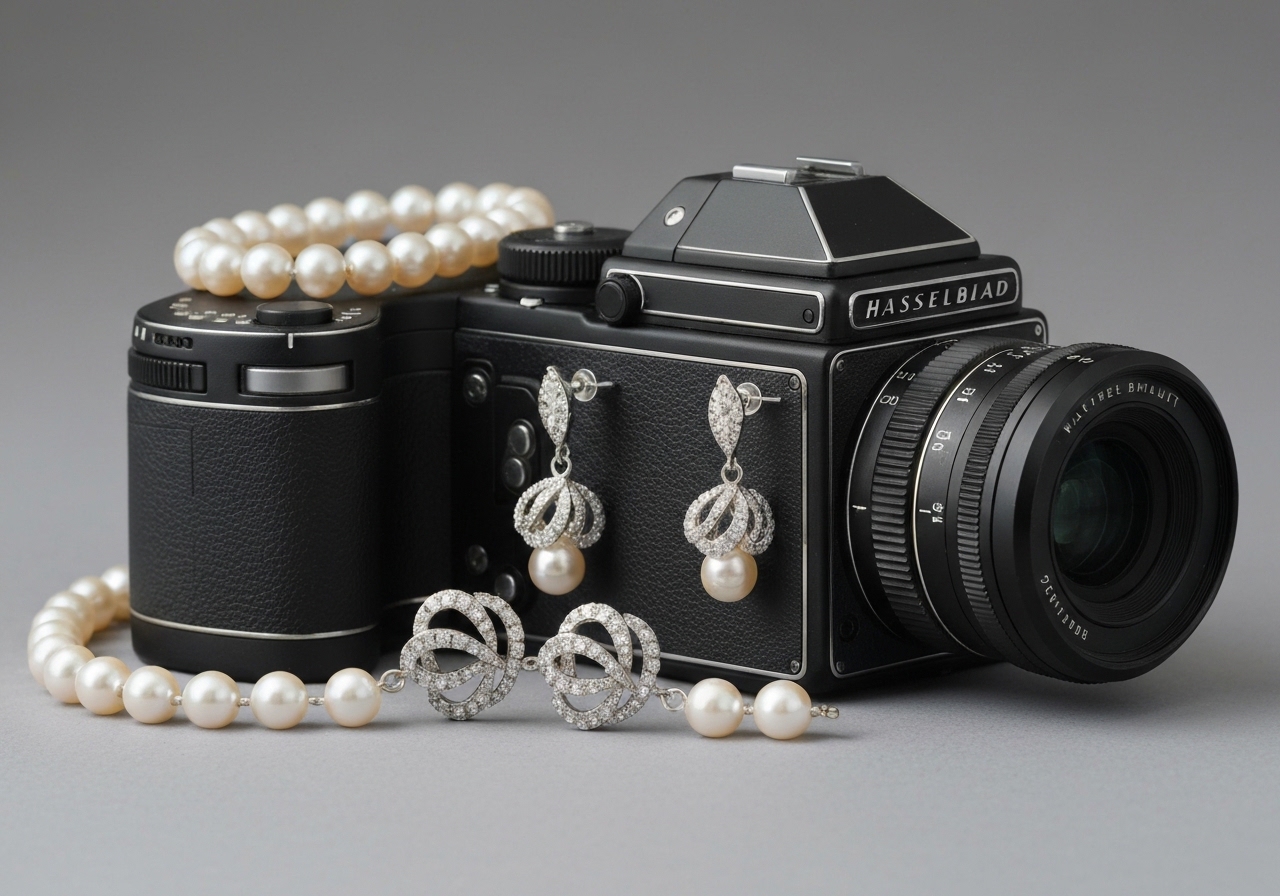 Detailaufnahme des eleganter Perlenschmuck für die Hochzeit im Berliner Atelier von Juwelier lesfacettes.de