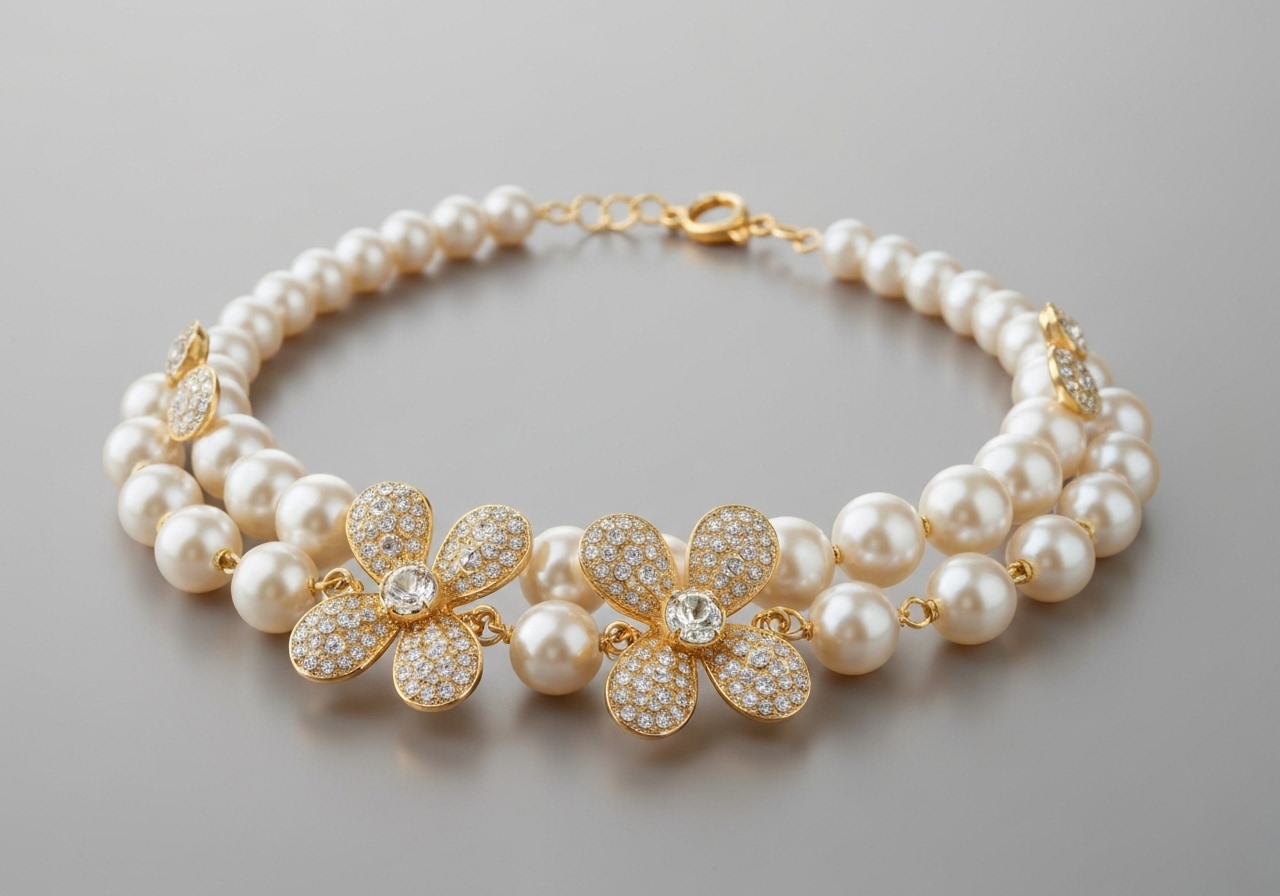 Detailaufnahme des Warum indische Bräutigame zur Hochzeit Perlenketten tragen im Berliner Atelier von Juwelier lesfacettes.de