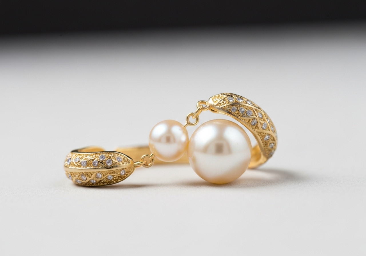 Detailaufnahme des warum sind südseeperlen so wertvoll im Berliner Atelier von Juwelier lesfacettes.de