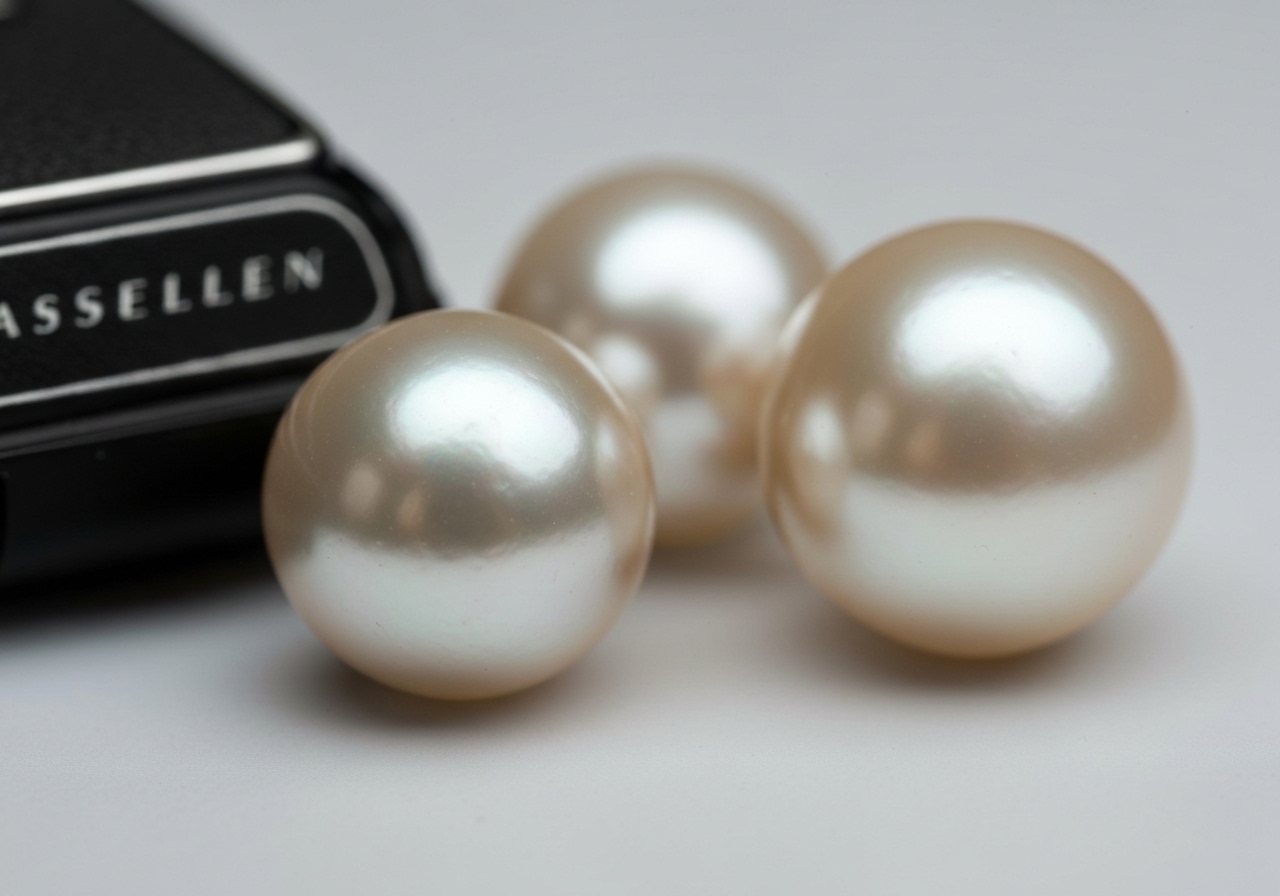 Detailaufnahme des unterschied zwischen echten und künstlichen perlen im Berliner Atelier von Juwelier lesfacettes.de