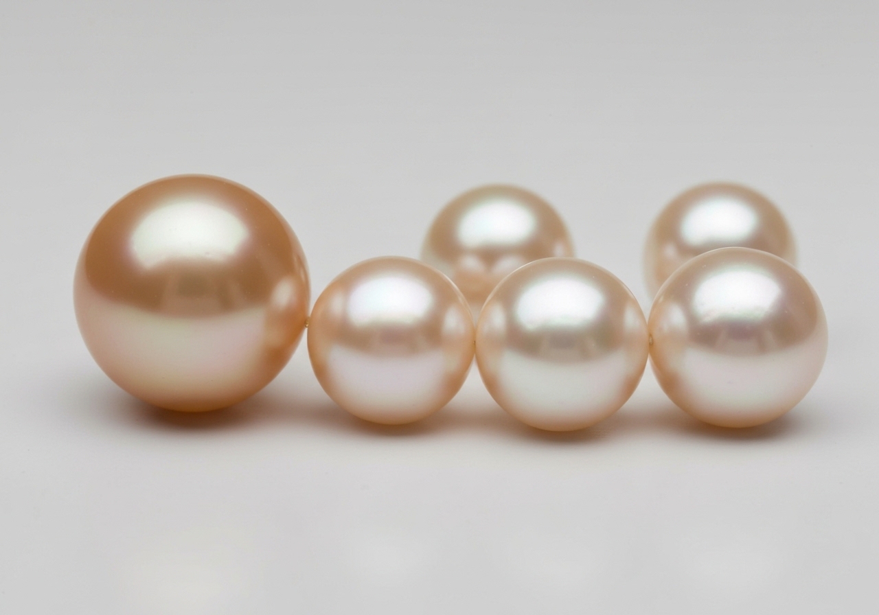 Detailaufnahme des Südseeperlen und Süßwasserperlen im Vergleich im Berliner Atelier von Juwelier lesfacettes.de