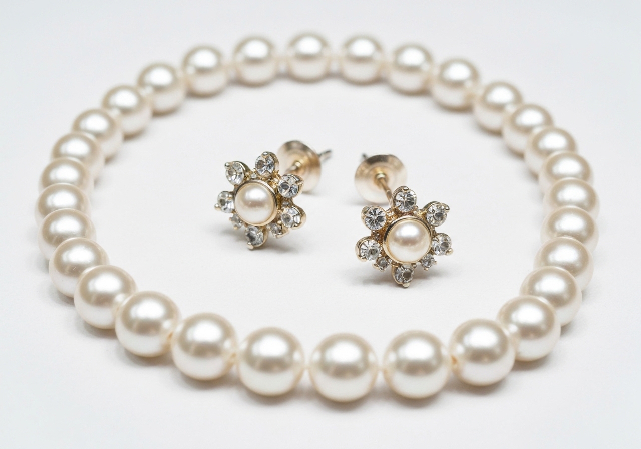 Detailaufnahme des Perlenschmuck zur Hochzeit schenken im Berliner Atelier von Juwelier lesfacettes.de