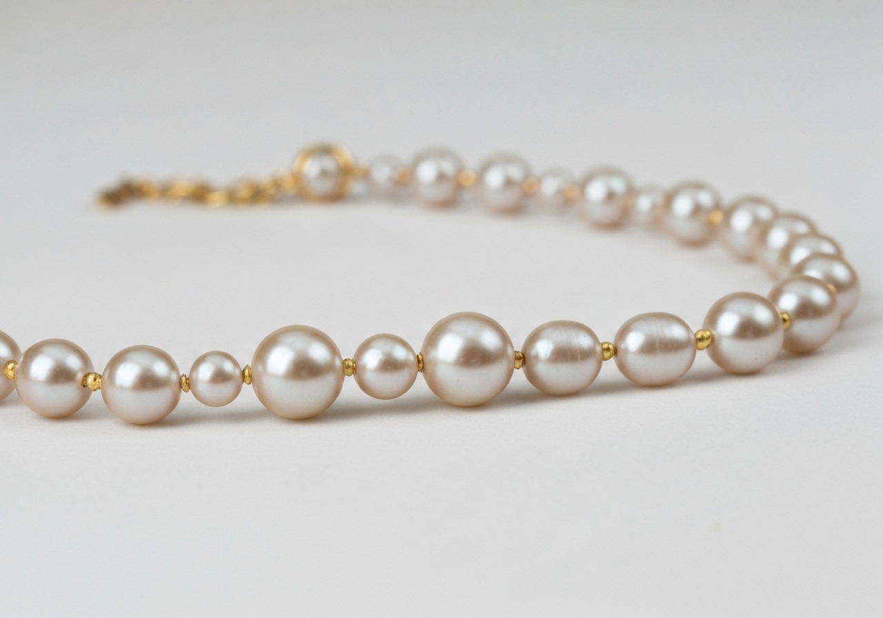 Detailaufnahme des hochwertige Perlenkette als Valentinstagsgeschenk im Berliner Atelier von Juwelier lesfacettes.de