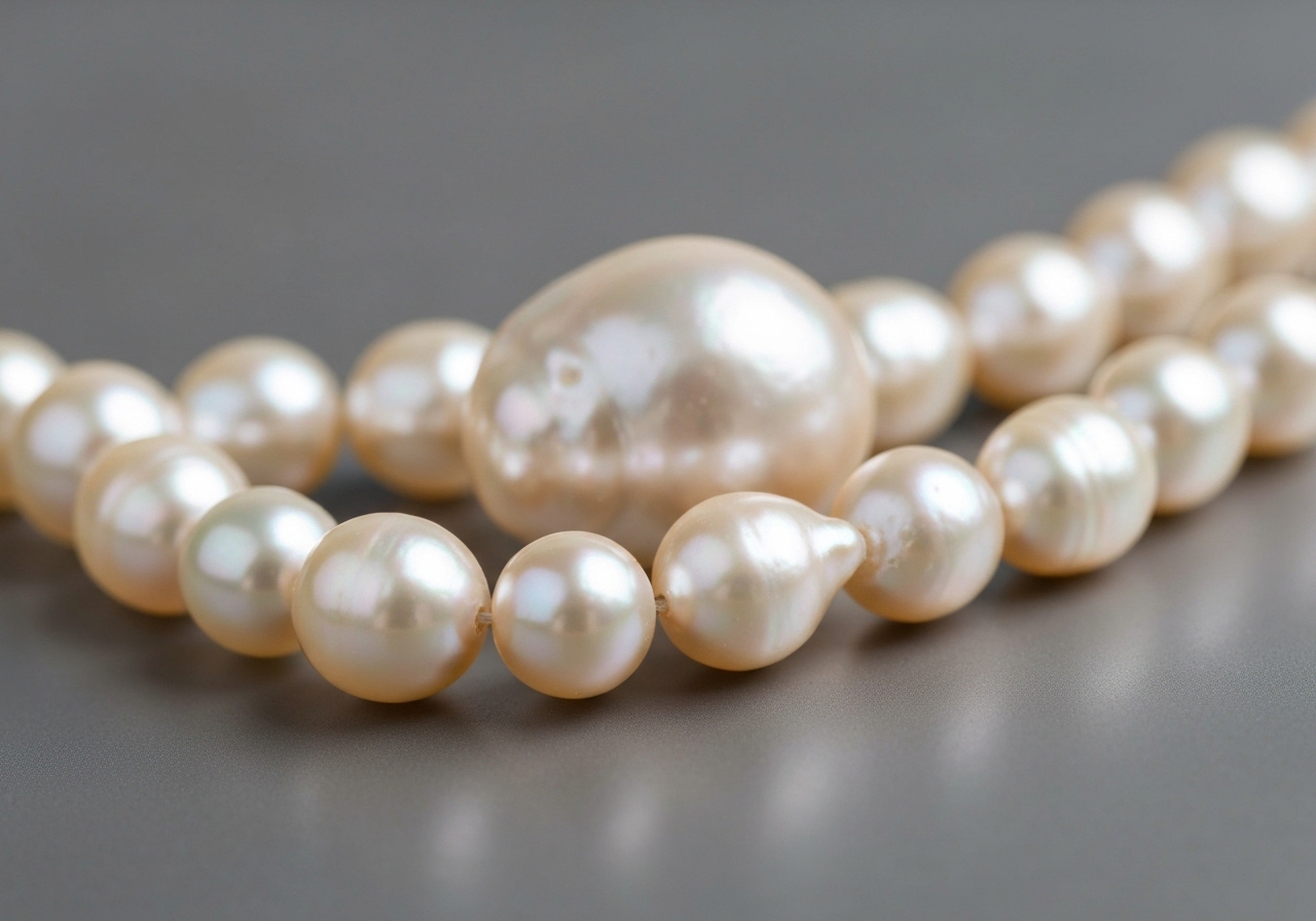 Detailaufnahme des was sind echte Barockperlen im Berliner Atelier von Juwelier lesfacettes.de