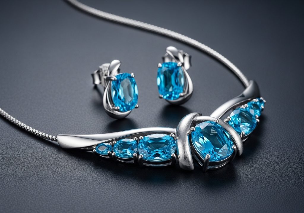 Exklusiver Perlenschmuck von lesfacettes.de - Schmuck mit Blautopas in meisterhafter Handarbeit