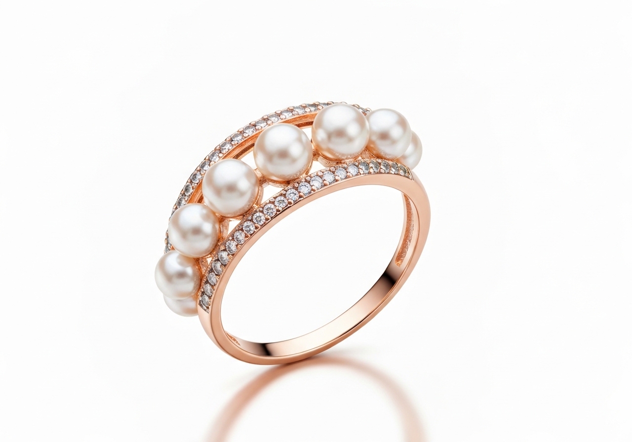 Detailaufnahme des Verlobungsring im Vintage-Stil aus Roségold im Berliner Atelier von Juwelier lesfacettes.de