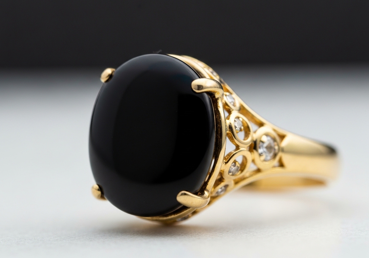 Detailaufnahme des Verlobungsring mit schwarzem Diamant im Berliner Atelier von Juwelier lesfacettes.de