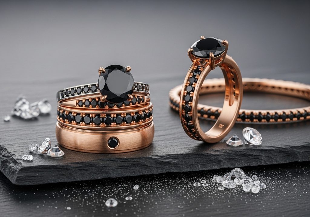 Exklusiver Perlenschmuck von lesfacettes.de - Schwarze Diamantringe in meisterhafter Handarbeit